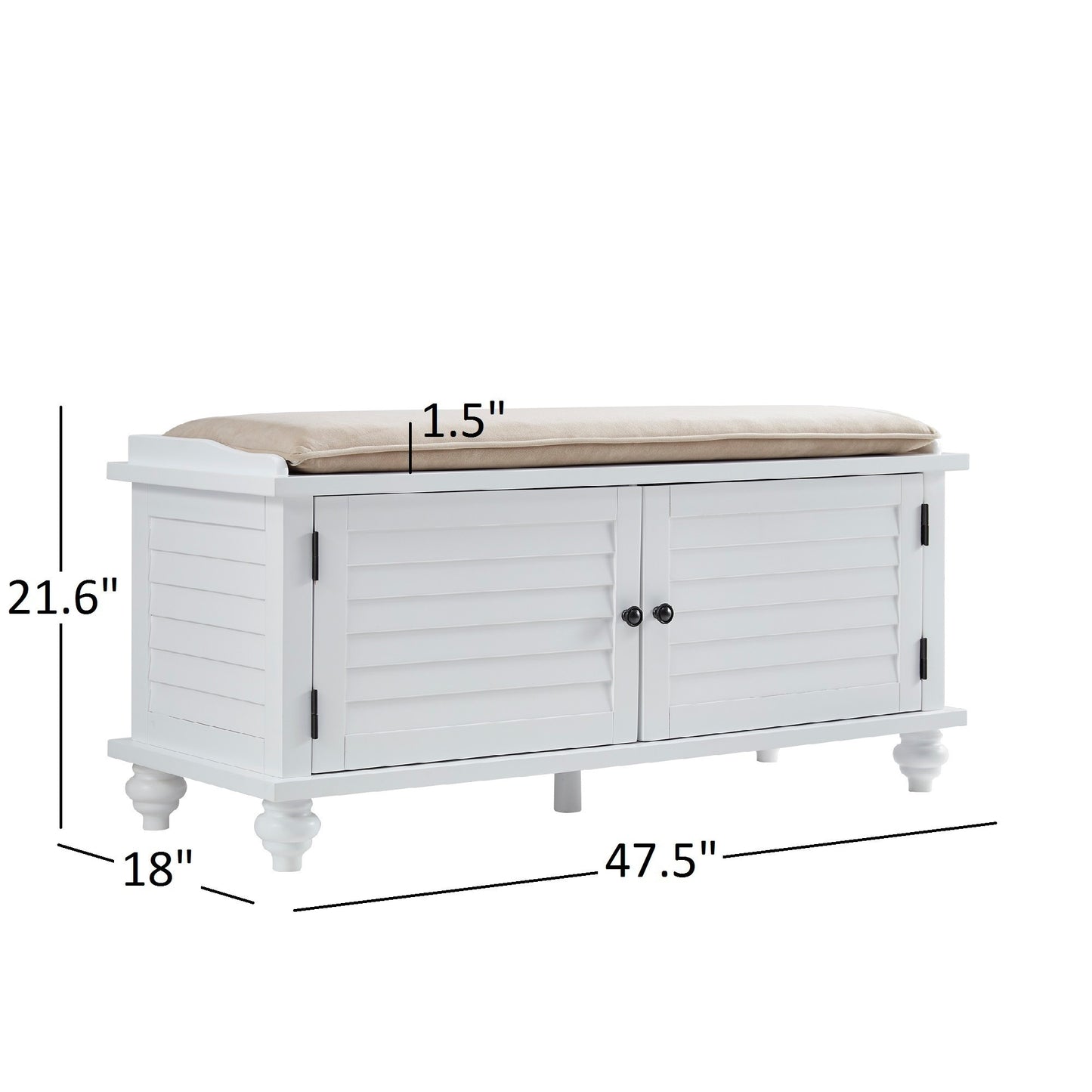 Velvet Cushion Storage Bench - White
