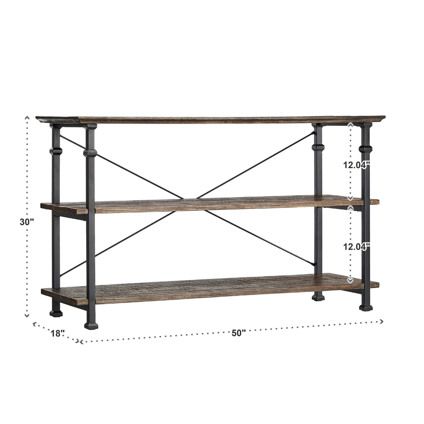 Vintage Industrial TV Stand - Brown Finish