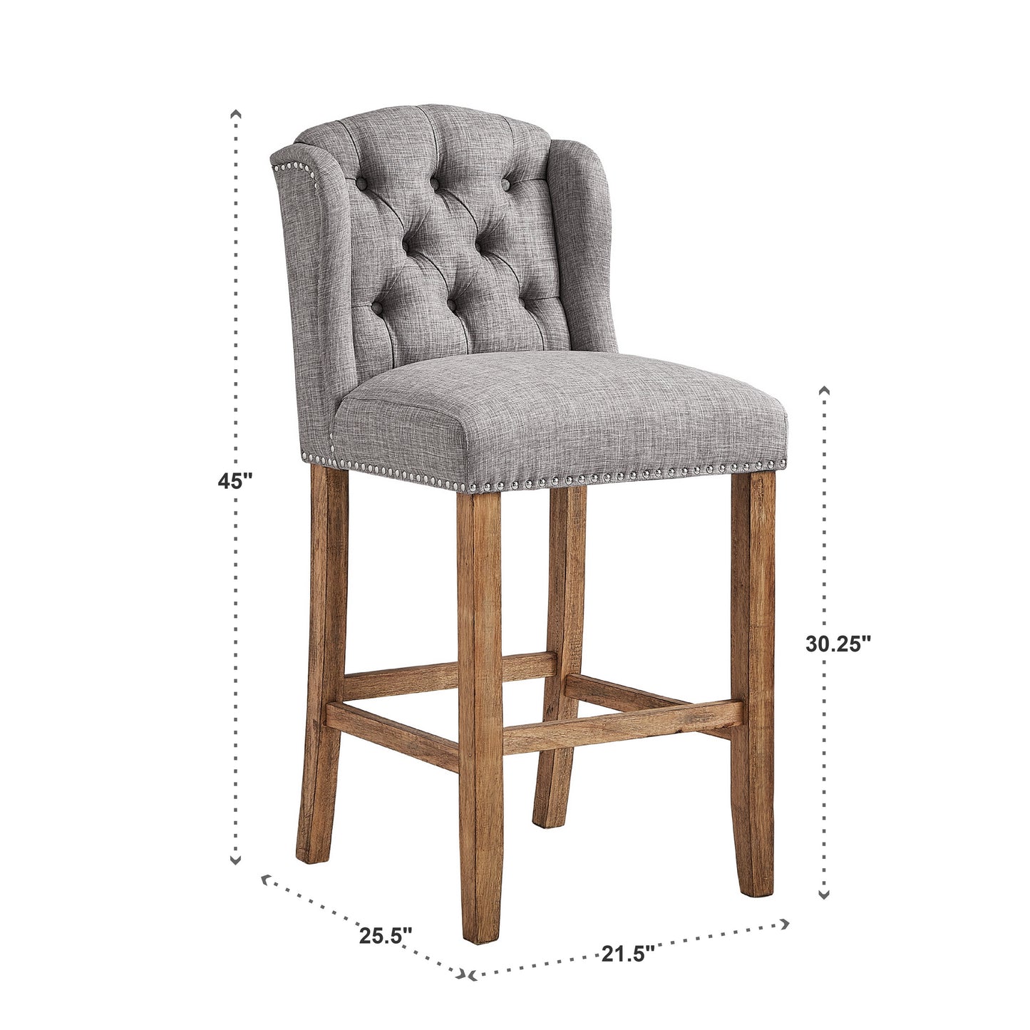 Tufted Linen Wingback Stools (Set of 2)