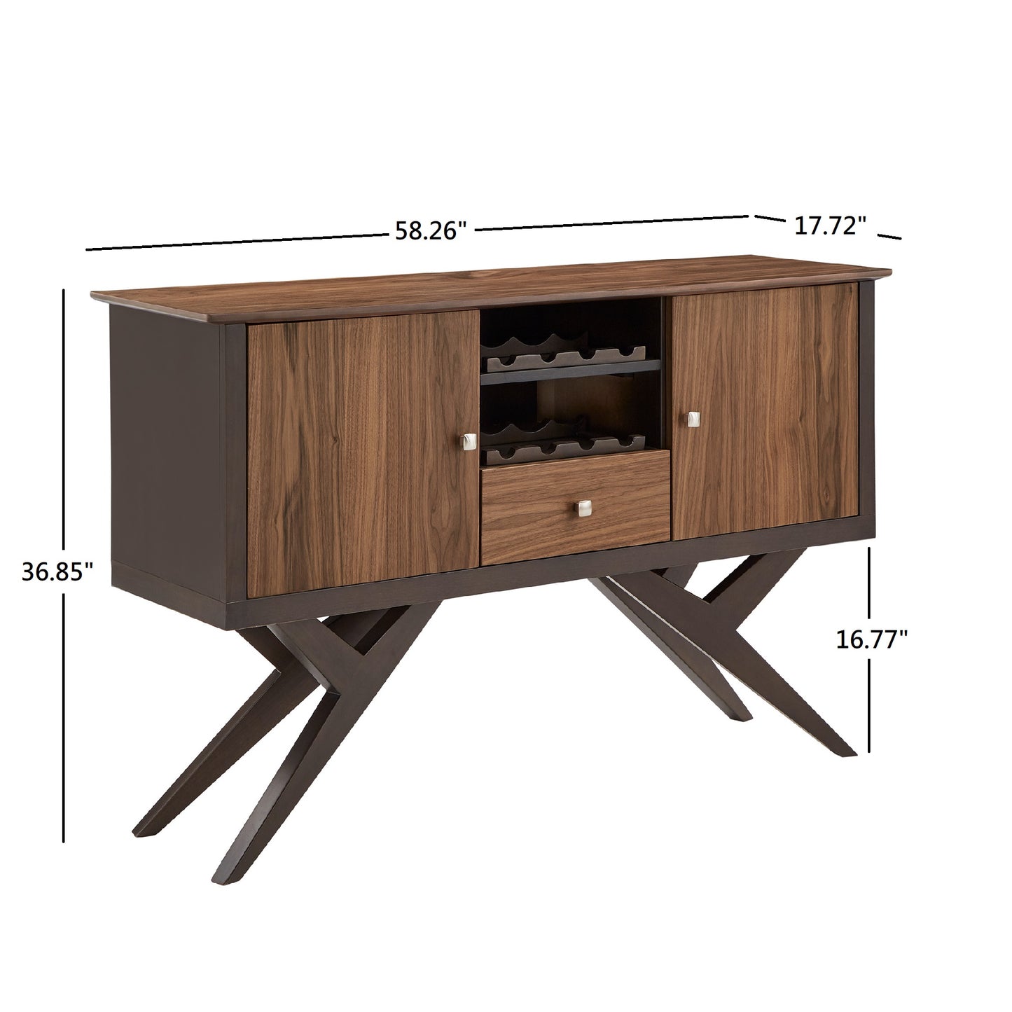 Two-Tone Espresso and Walnut Finish Server
