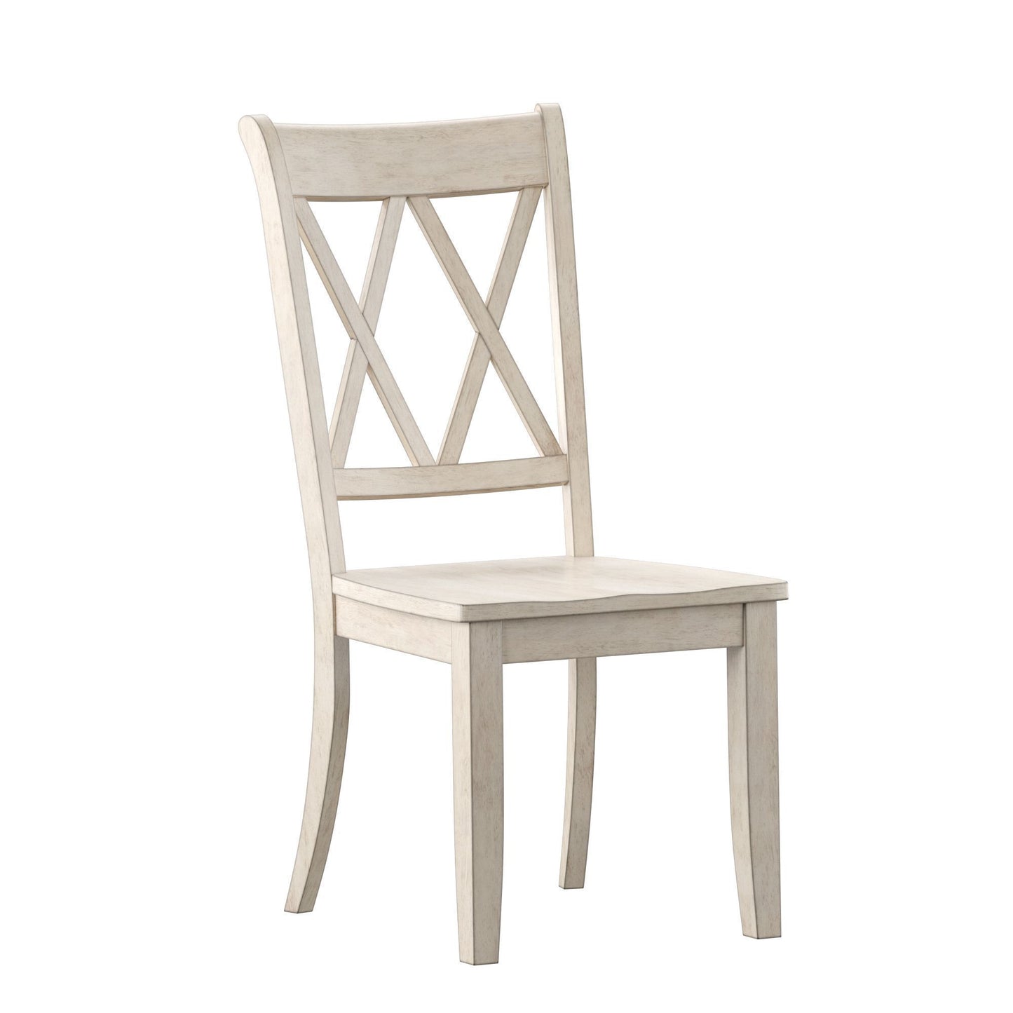 Double X Back Wood Dining Chairs (Set of 2) - Antique White Finish
