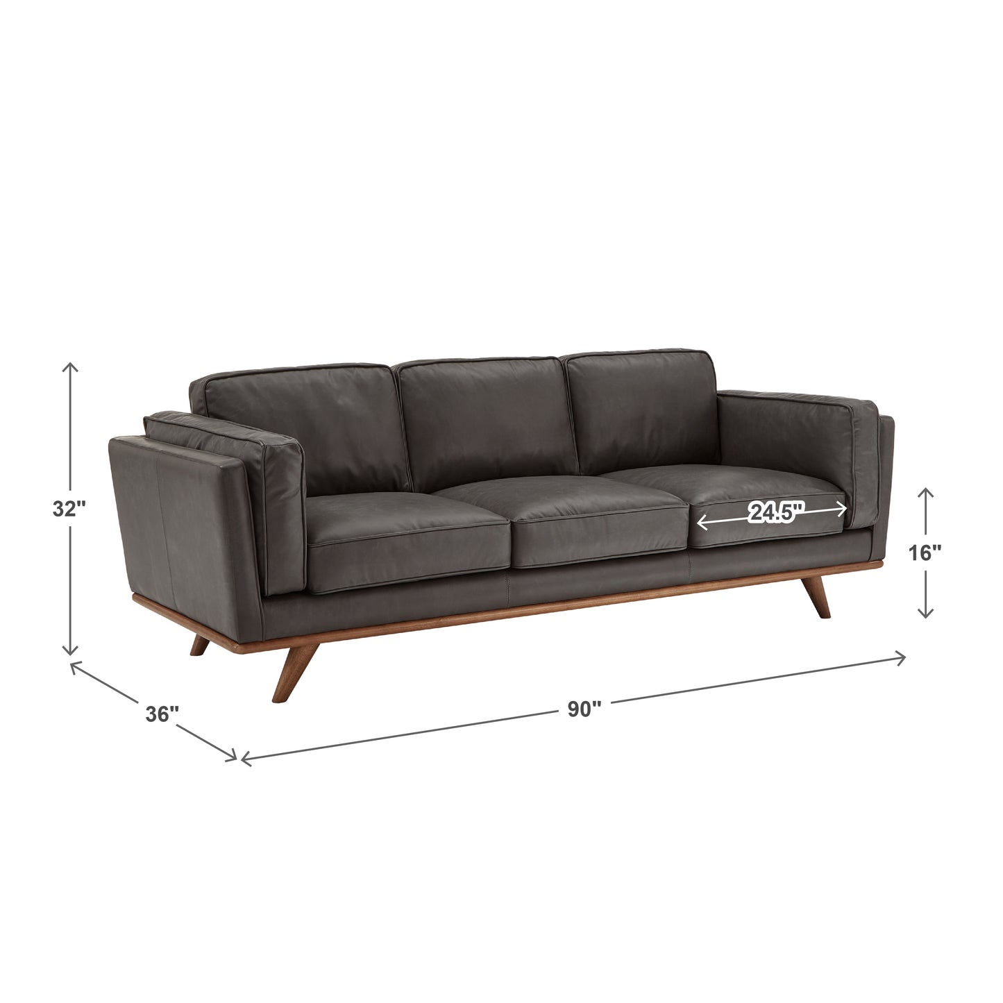 All Leather Sofa - Oxford Gray