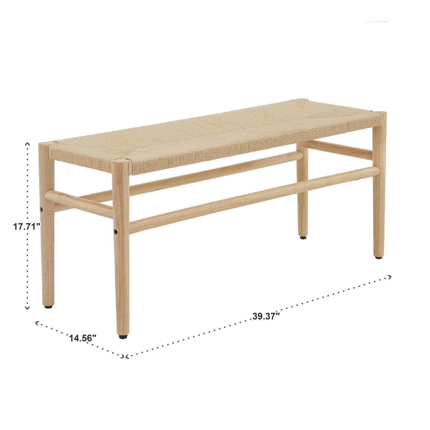 Solid Wood Bench with Weave Rope