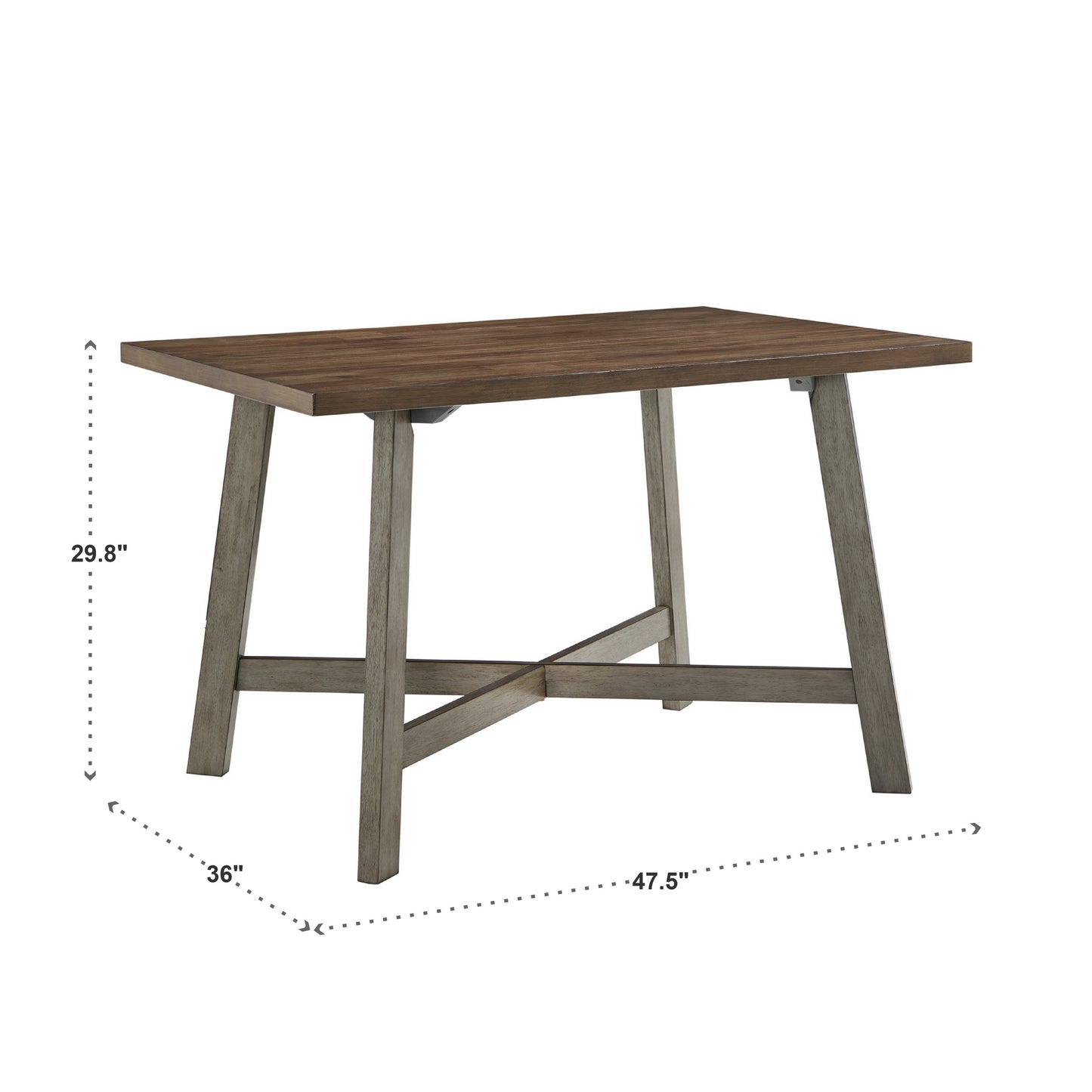 47.5" 4 - Person X-base Trestle Dining Set - Antiqua Gray, Rustic Oak Finish