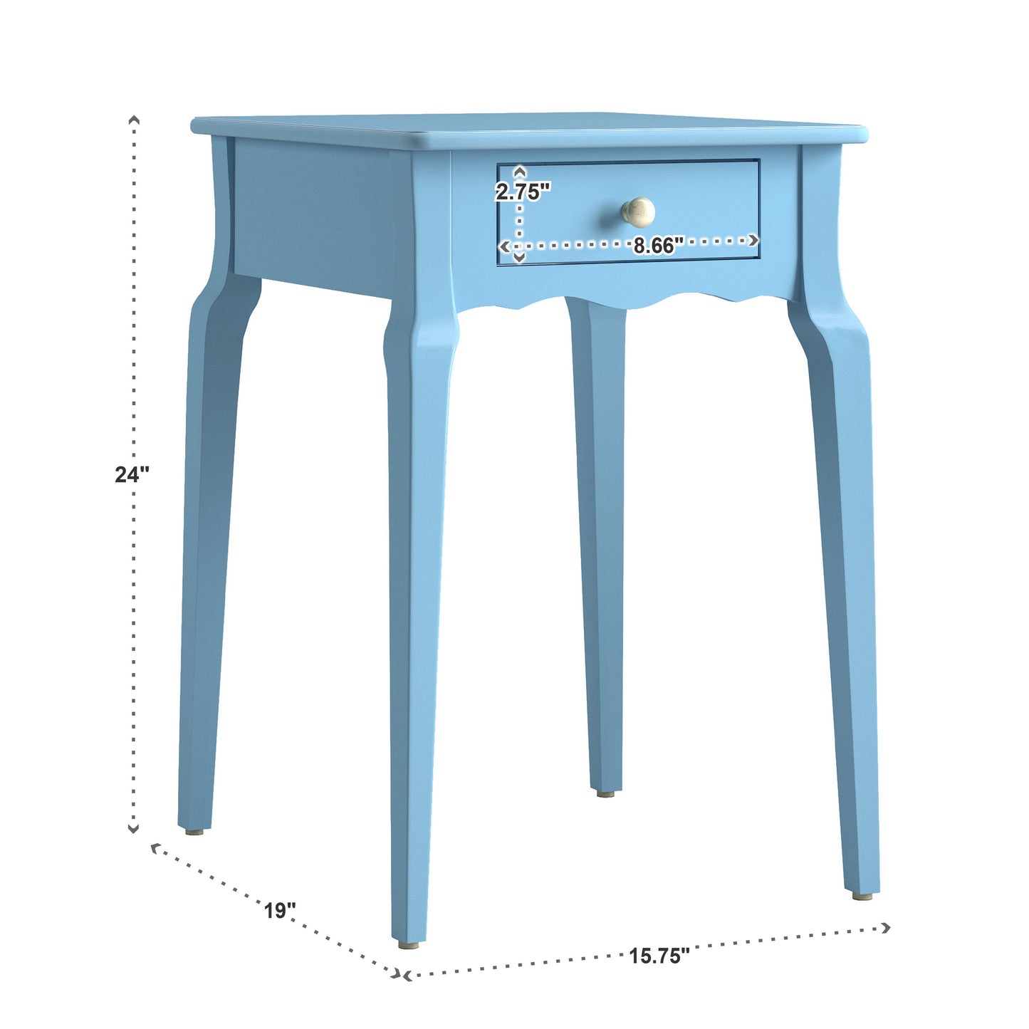 1-Drawer Wood Side Table - Blue