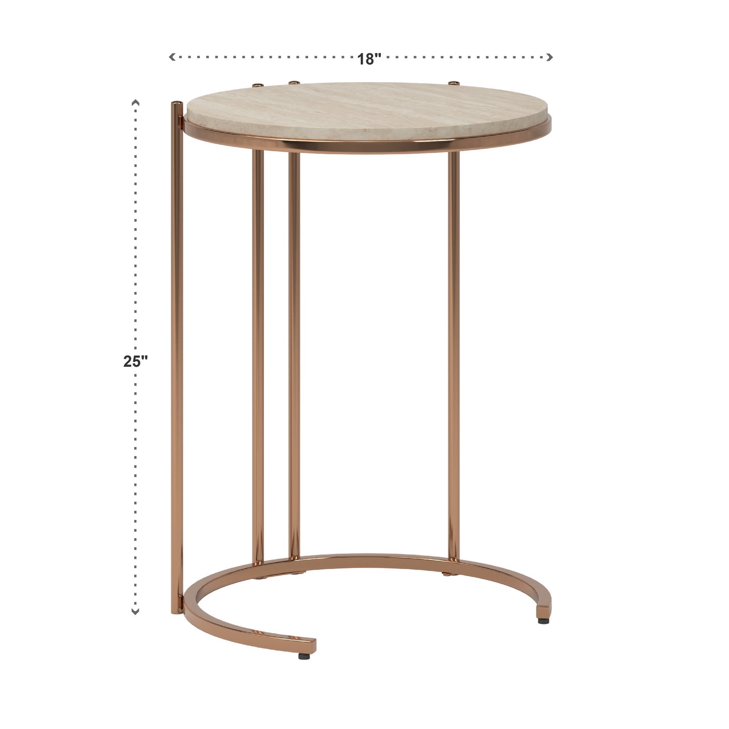Champagne Gold Finish End Table - Side Table