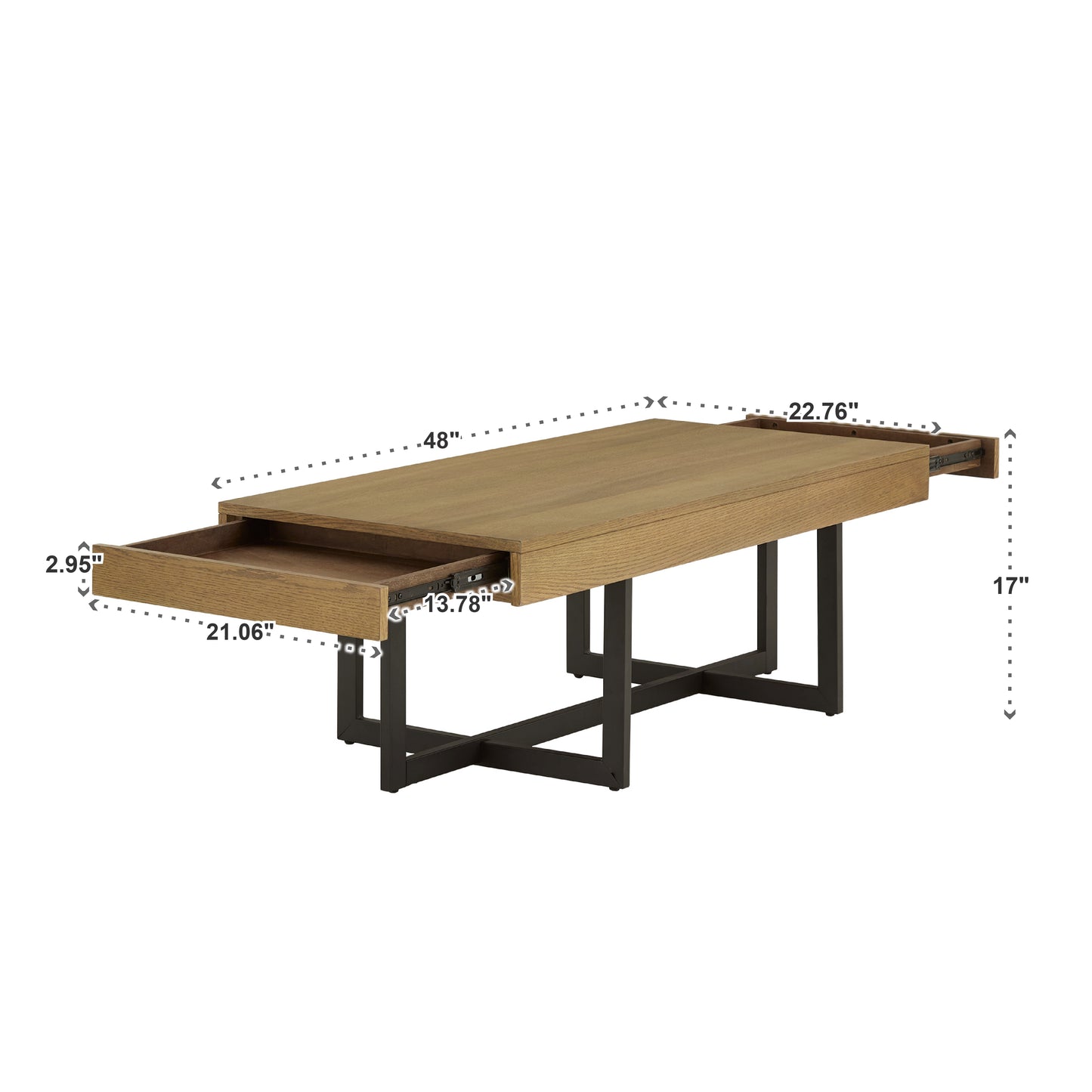 Wood Finish Tables with Drawers - Brown Finish, Coffee Table Only