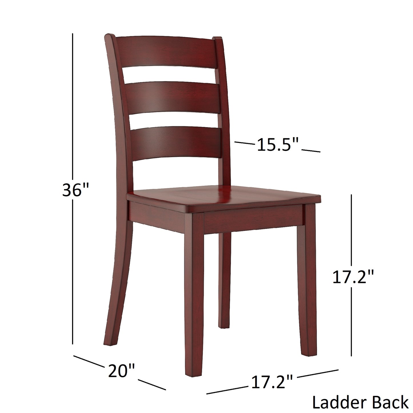 Ladder Back Wood Dining Chairs (Set of 2) - Antique Berry Finish