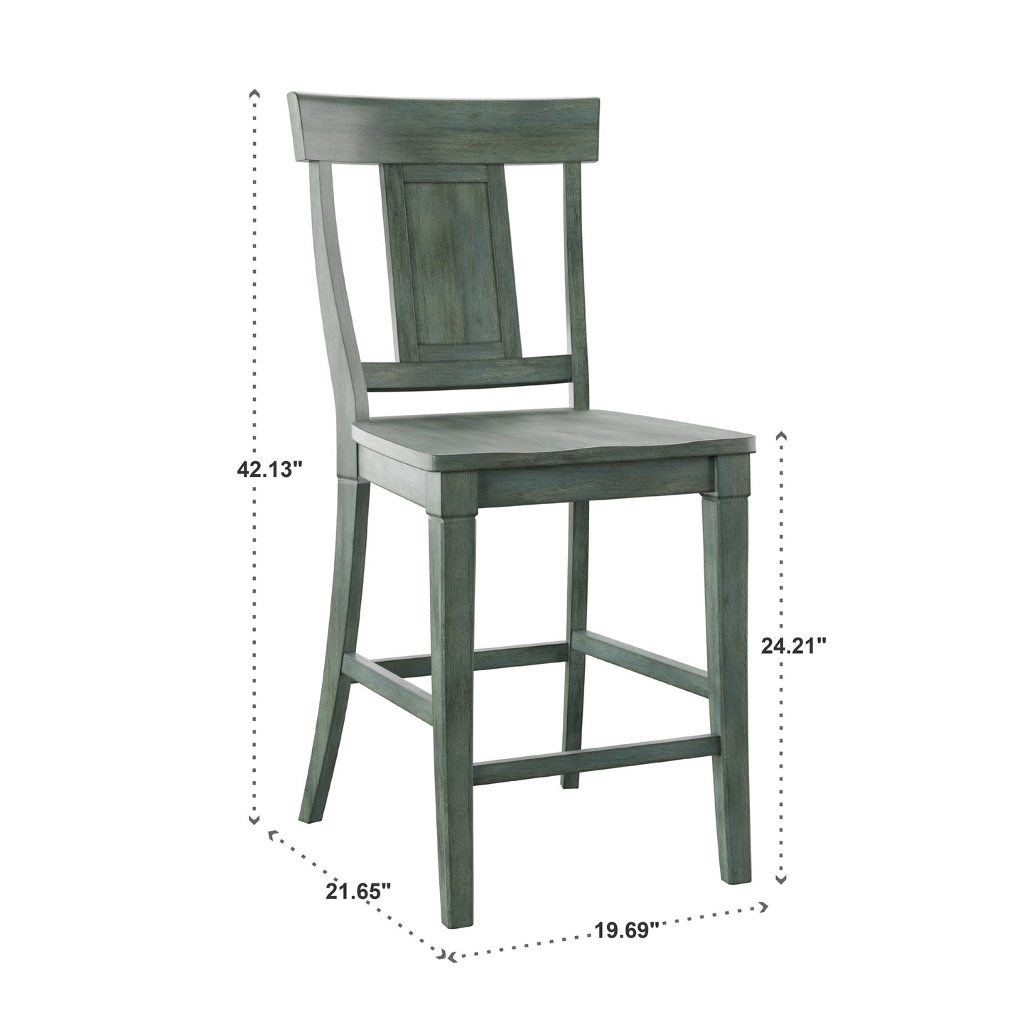 Panel Back Wood Counter Height Chairs (Set of 2) - Antique Sage