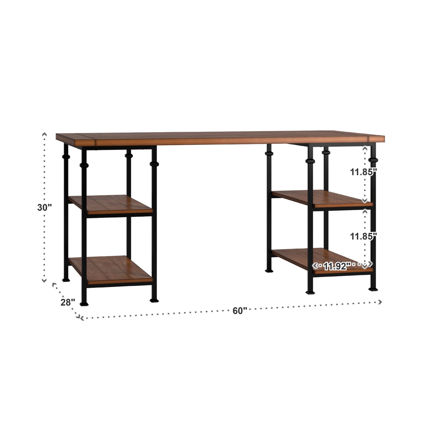 Vintage Industrial Storage Desk - Oak Finish
