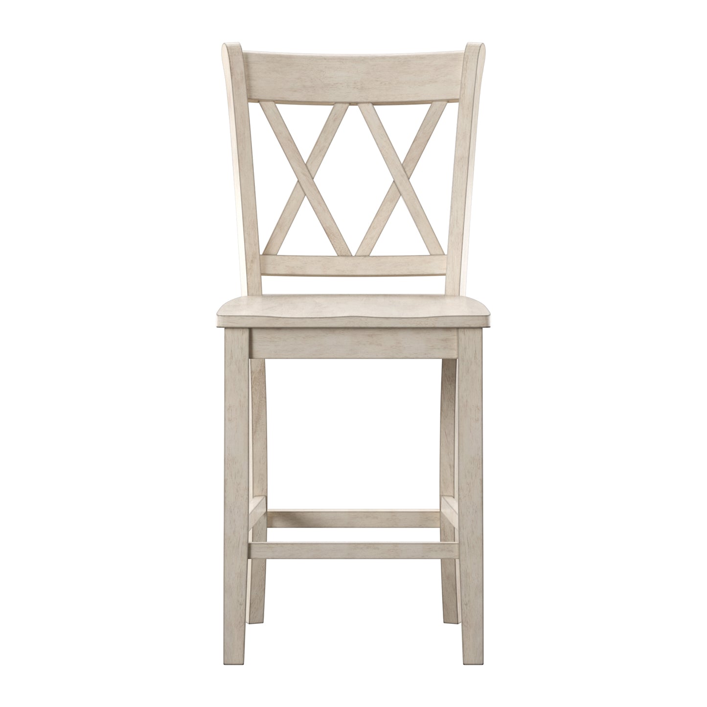 Double X-Back Counter Height Chairs (Set of 2) - Antique White Finish