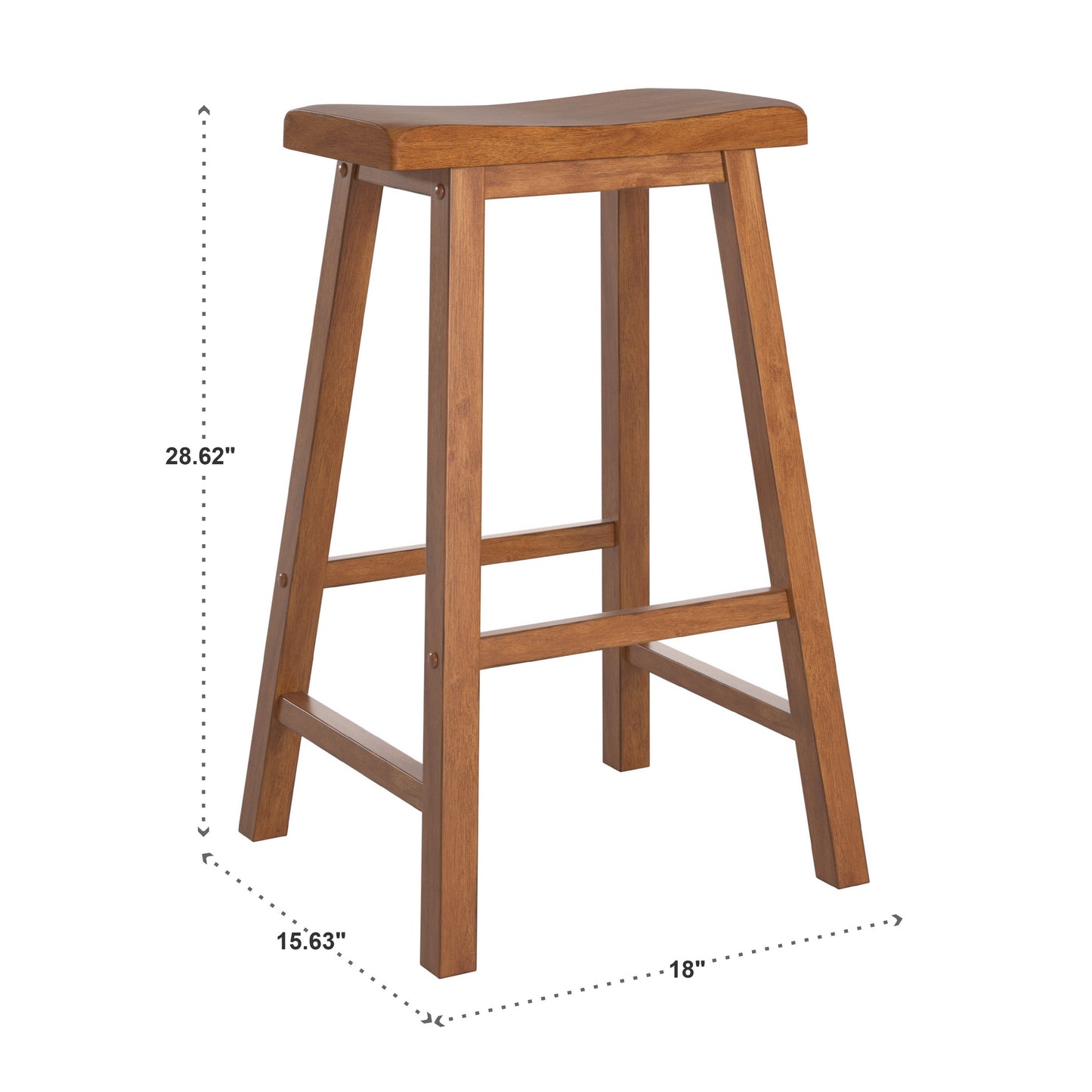 Saddle Seat 29" Bar Height Backless Stools (Set of 2) - Oak Finish