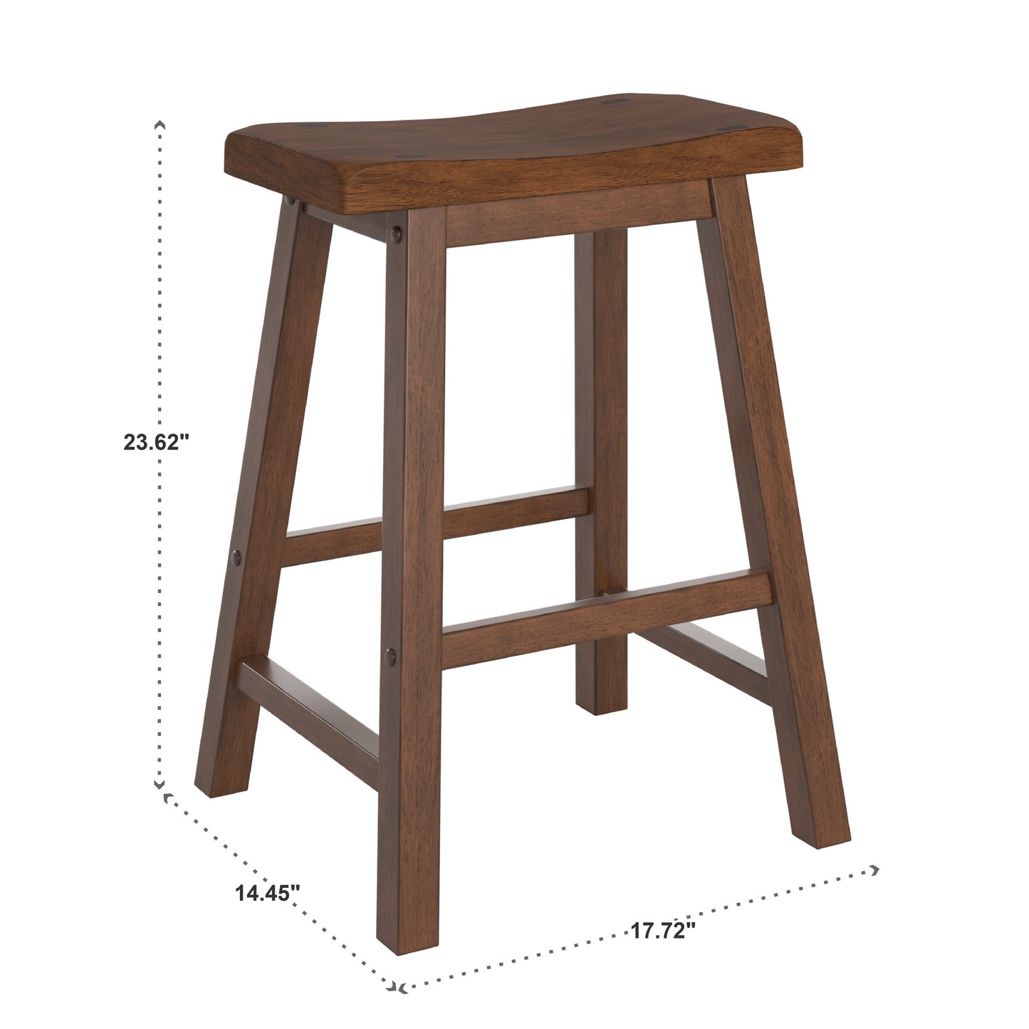 Saddle Seat 24" Counter Height Backless Stools (Set of 2) - Warm Cherry Finish