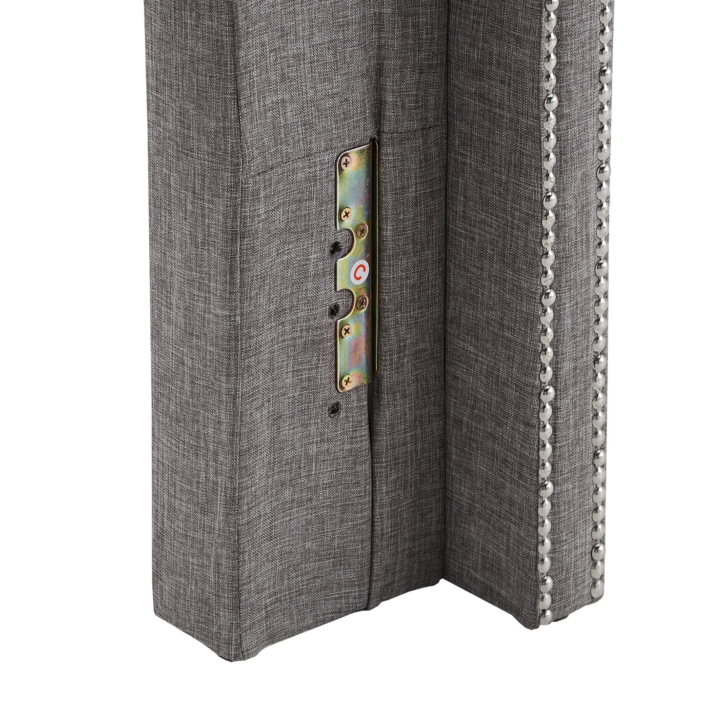 Nailhead Wingback Button Tufted Headboard - Gray Linen, Full
