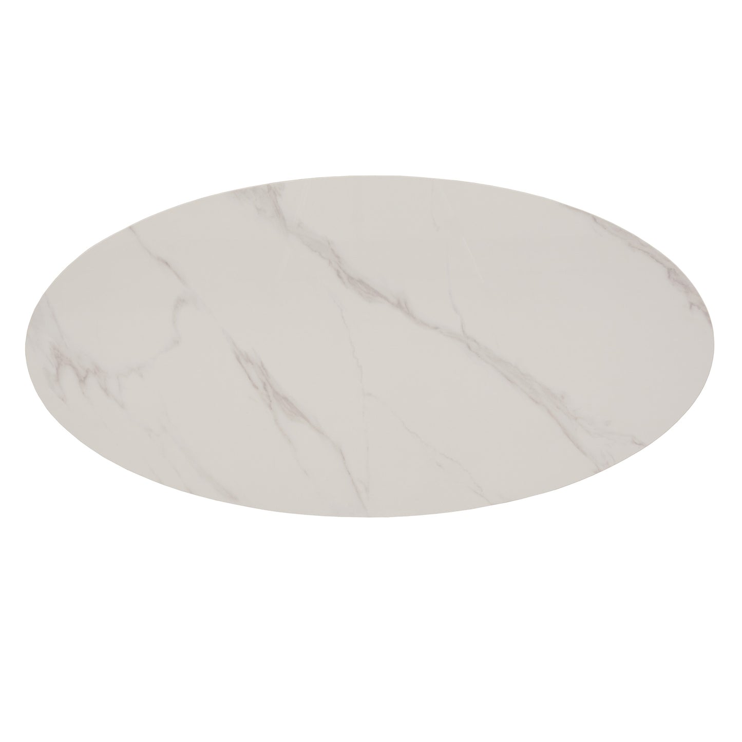 Glossy Sintered Stone with Grey Metal Base Table - White Top