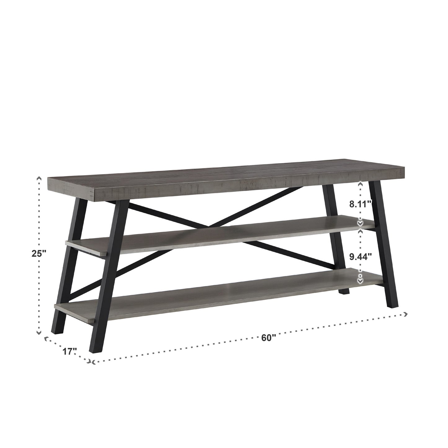 Rustic X-Base 60-inch TV Stand - Gray Finish