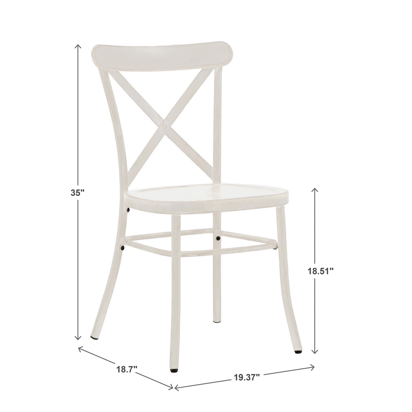 Metal Dining Chairs (Set of 2) - Antique White Finish