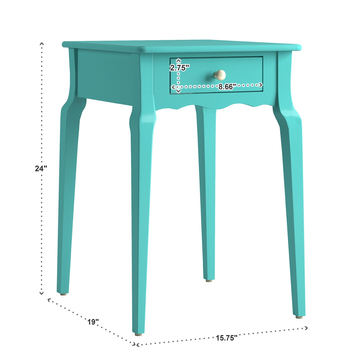 1-Drawer Wood Side Table - Marine Green