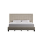 Square Button-Tufted Upholstered Platform Bed - Beige, King