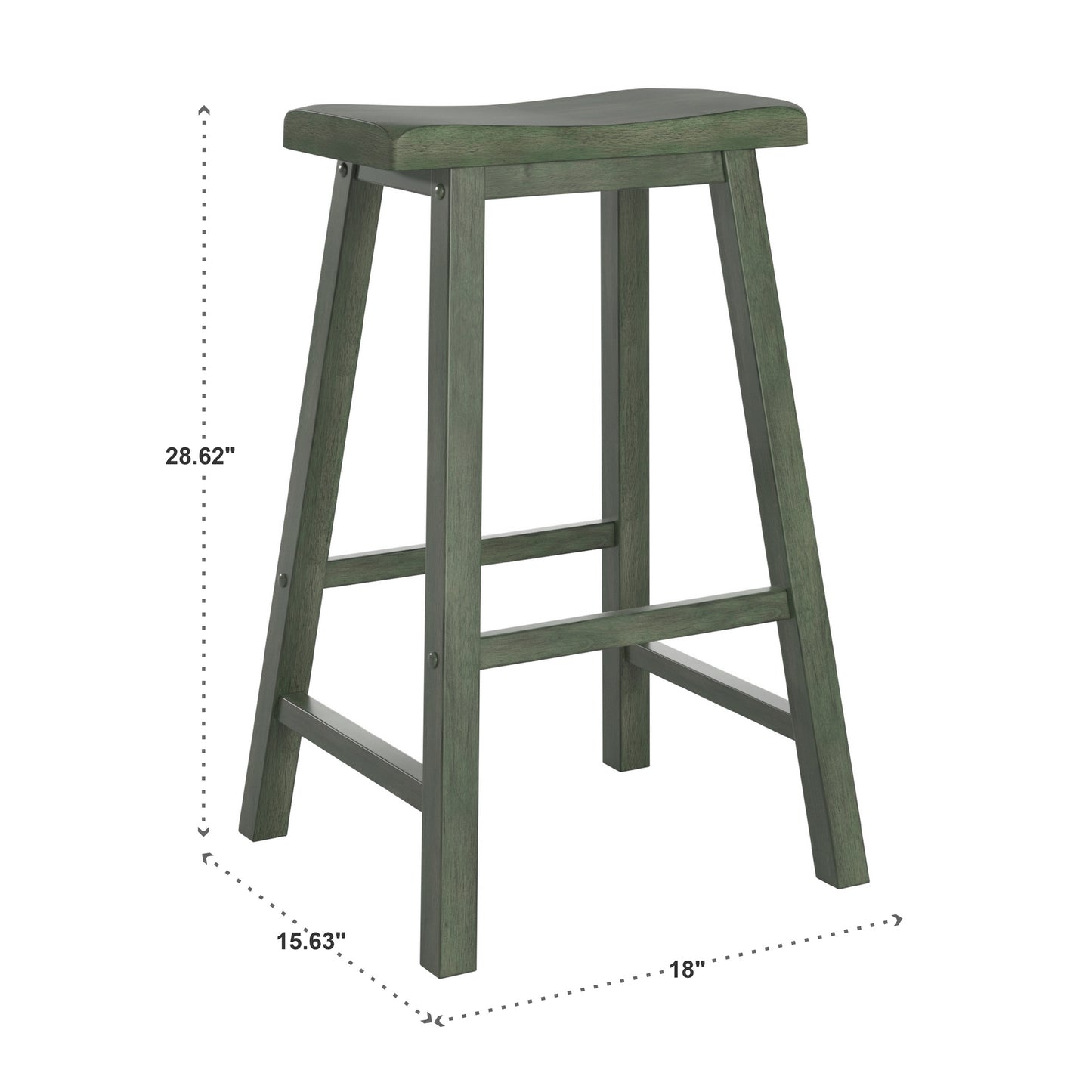 Saddle Seat 29" Bar Height Backless Stools (Set of 2) - Antique Sage Green Finish