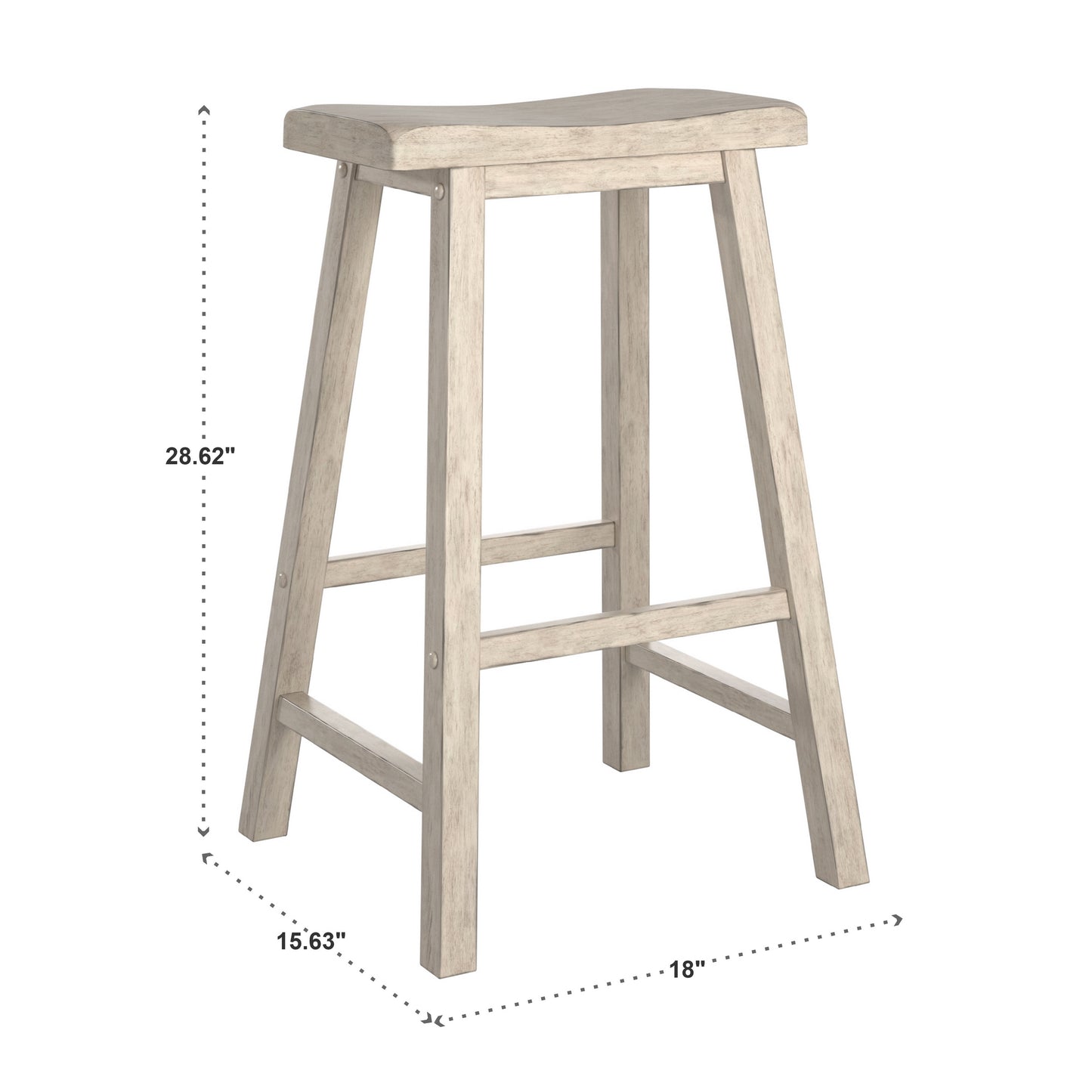 Saddle Seat 29" Bar Height Backless Stools (Set of 2) - Anique White Finish