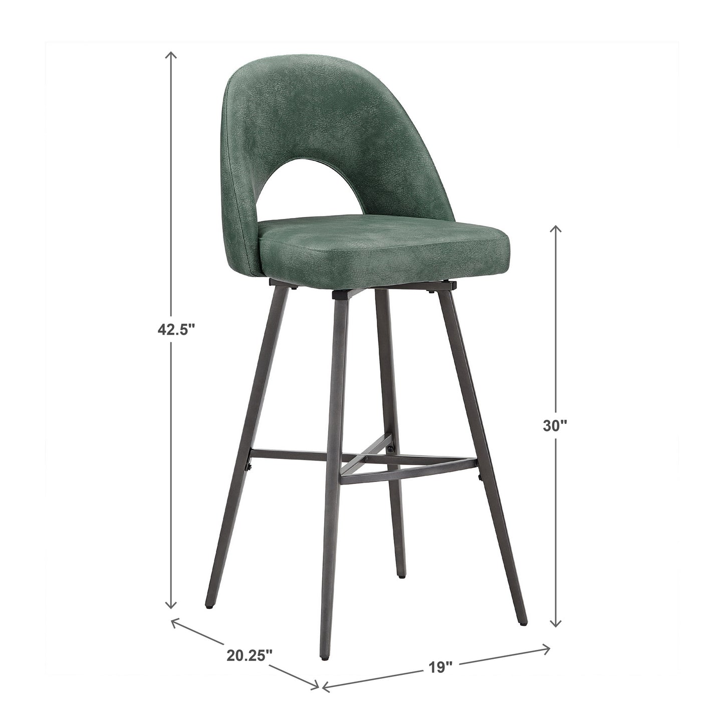 Metal Swivel Stools (Set of 2) - Teal PU Leather, 29" Bar Height