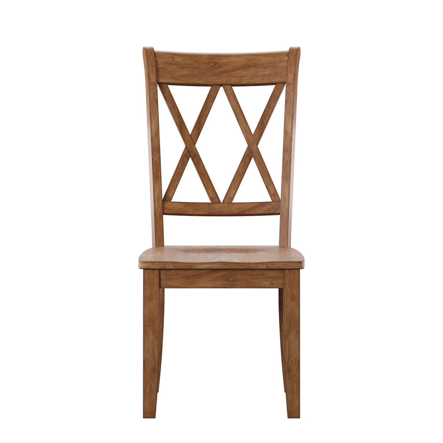 Double X Back Wood Dining Chairs (Set of 2) - Oak Finish