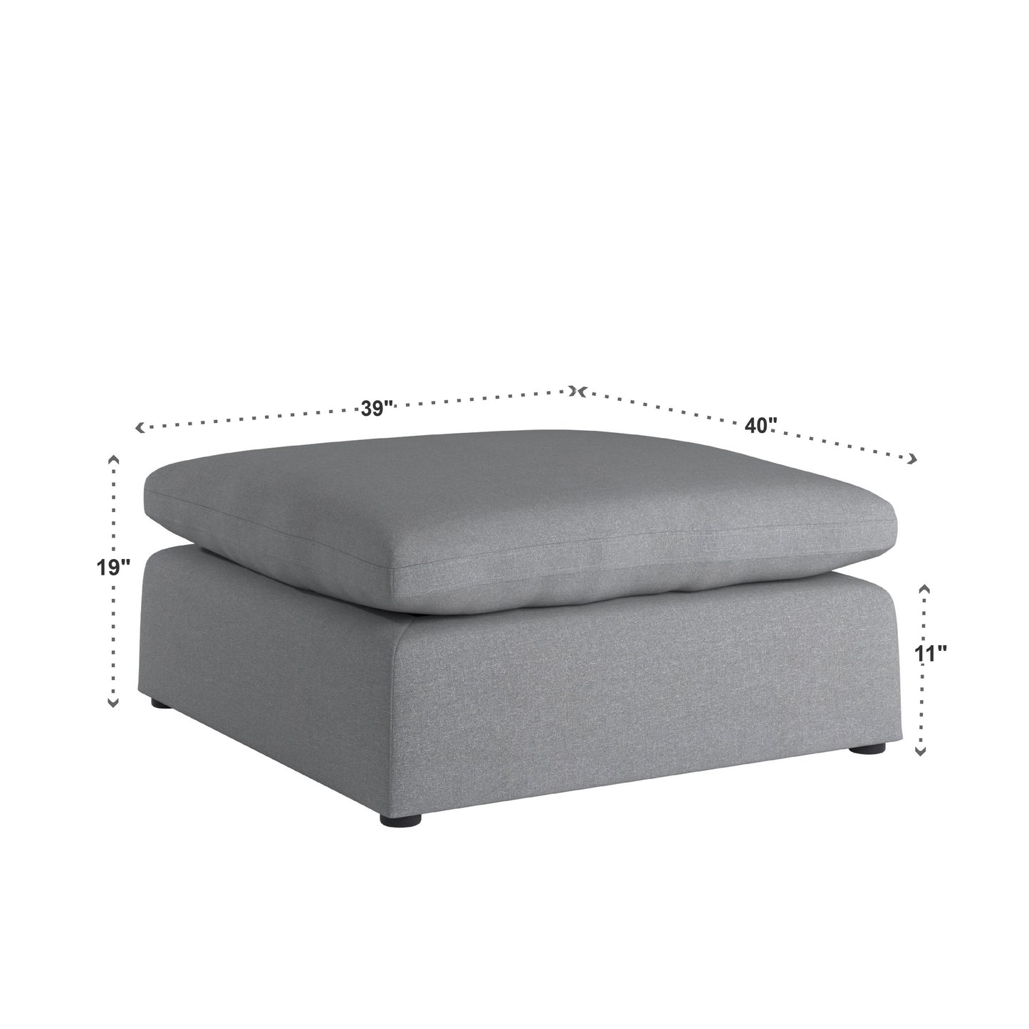 Gray Linan Weave Down Bland Ottoman - Ottoman Only