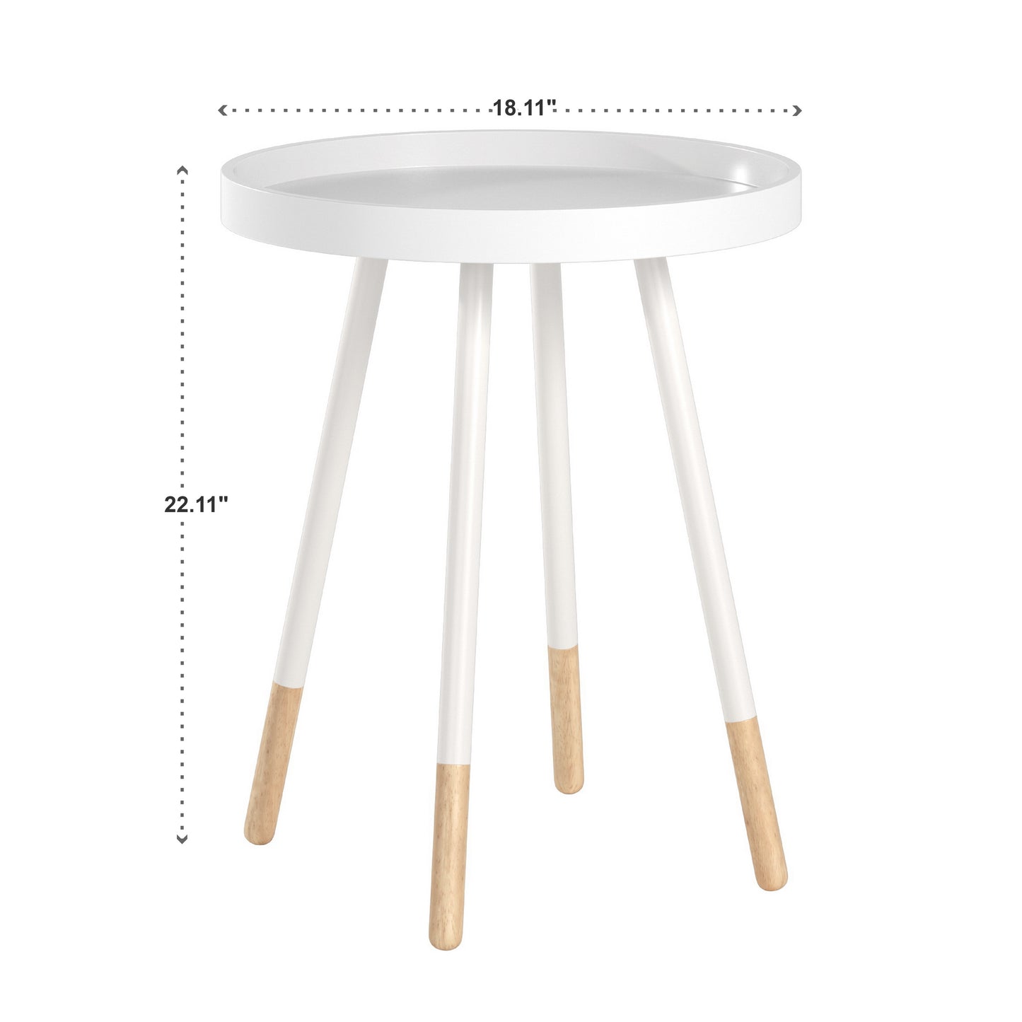 Paint-Dipped Round Tray-Top End Table - White