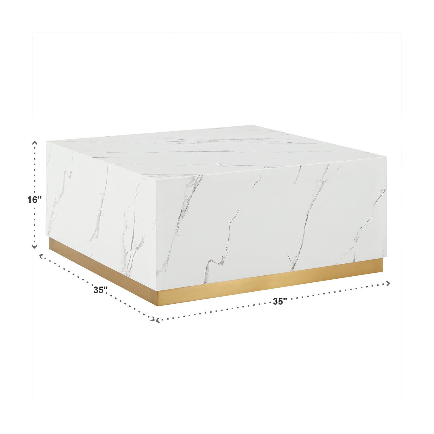 Faux Marble Coffee Table with Casters - White, Large Square