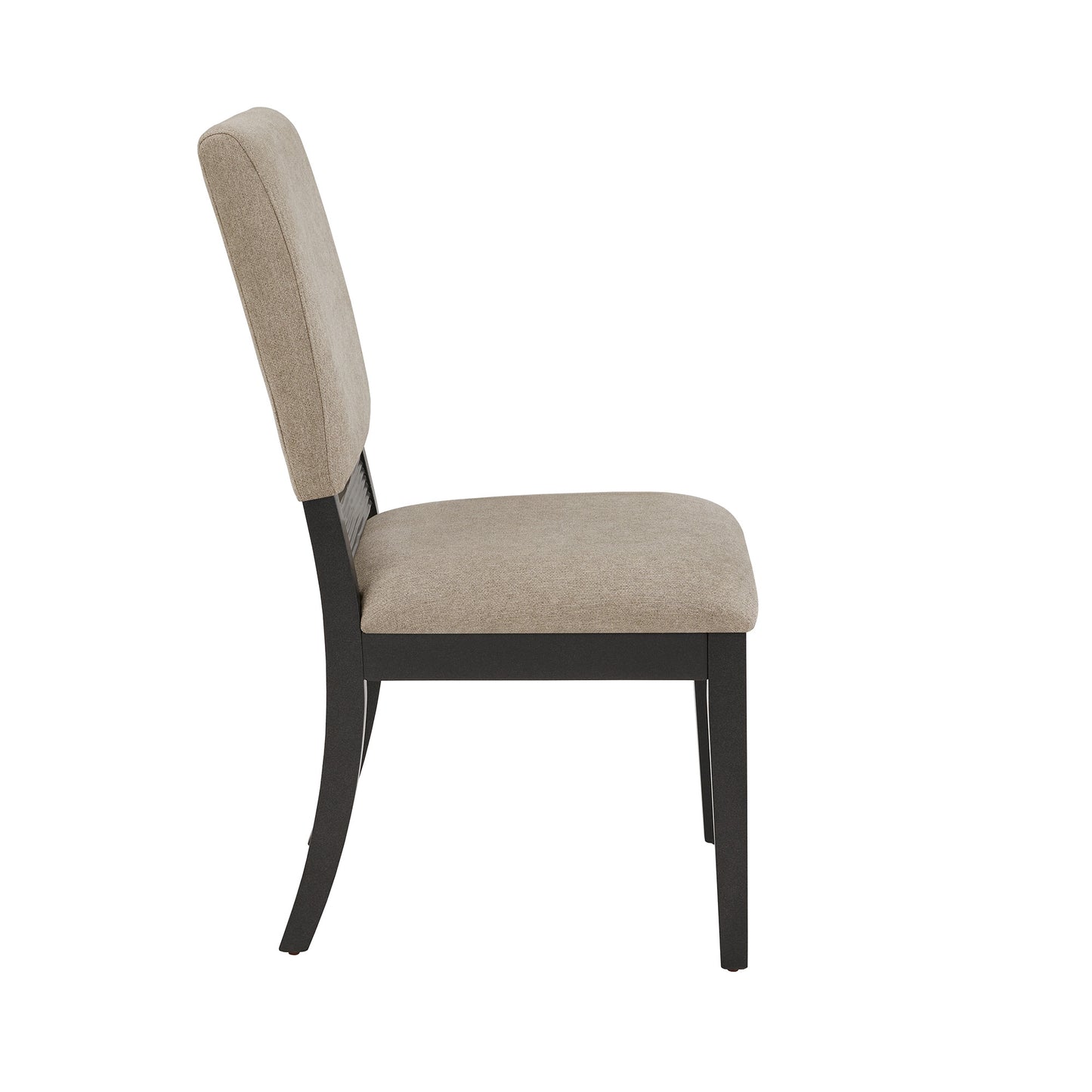 Black Finish Light Grey Linen Dining Chair (Set of 2)