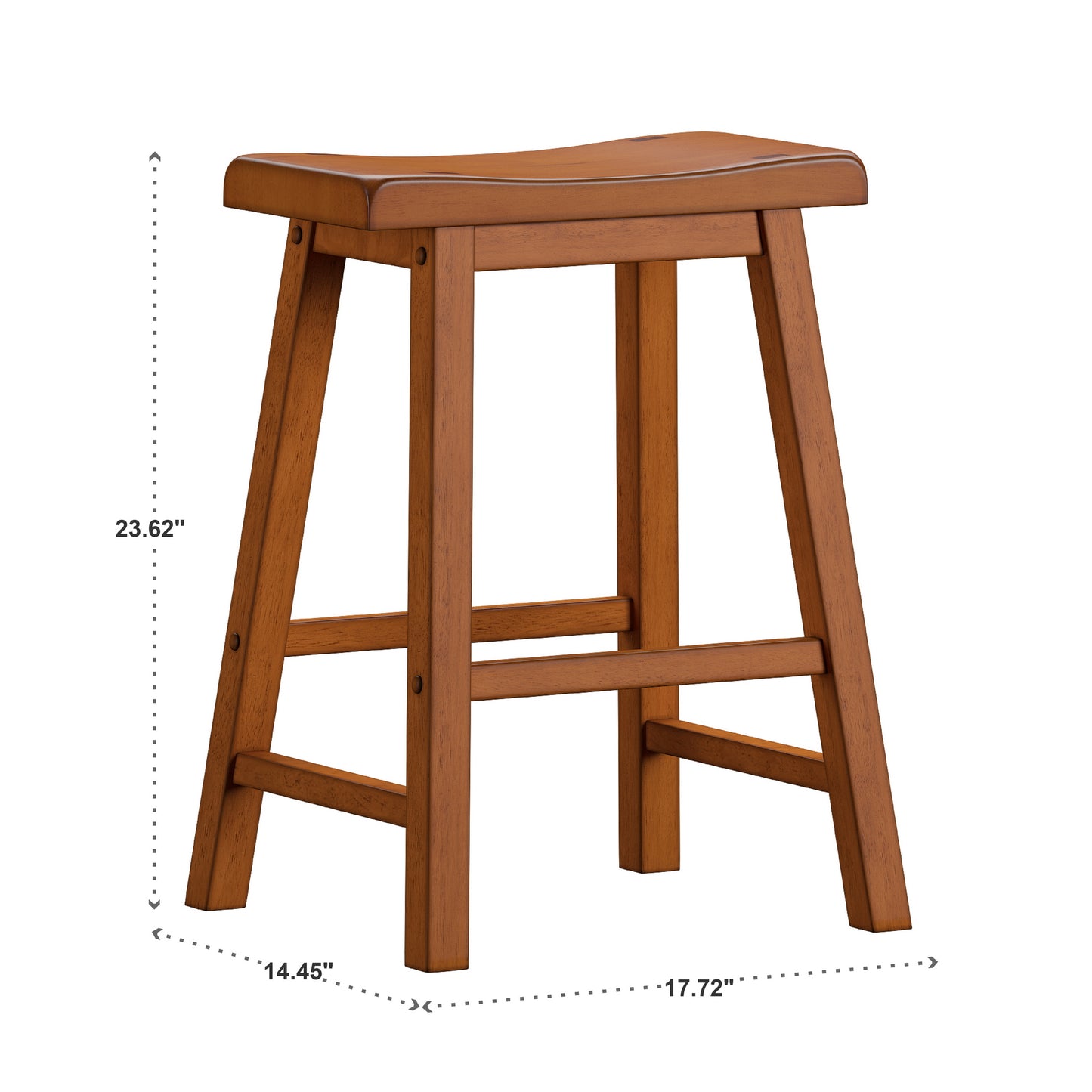 Saddle Seat 24" Counter Height Backless Stools (Set of 2) - Honey Oak Finish