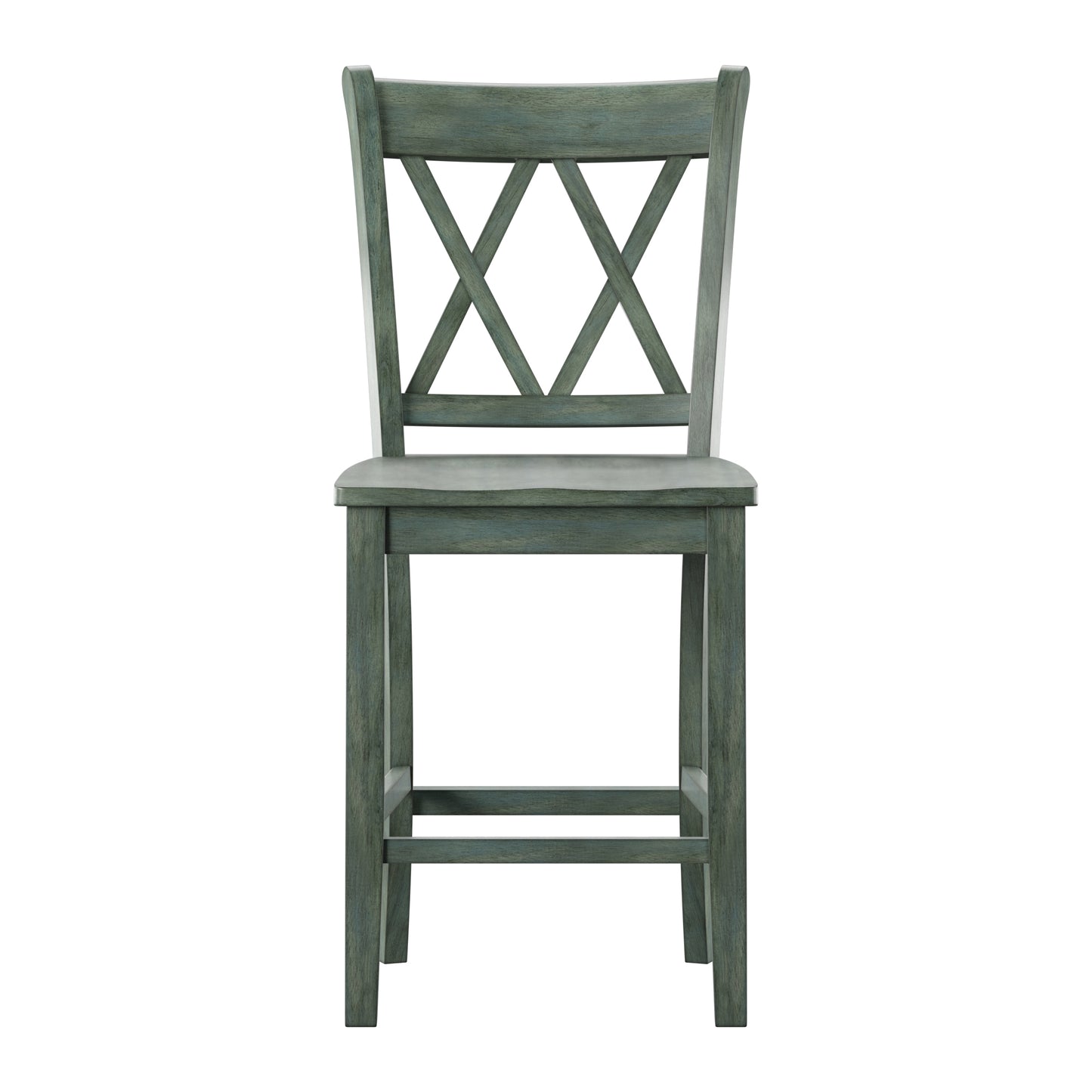 Double X-Back Counter Height Chairs (Set of 2) - Antique Sage Finish