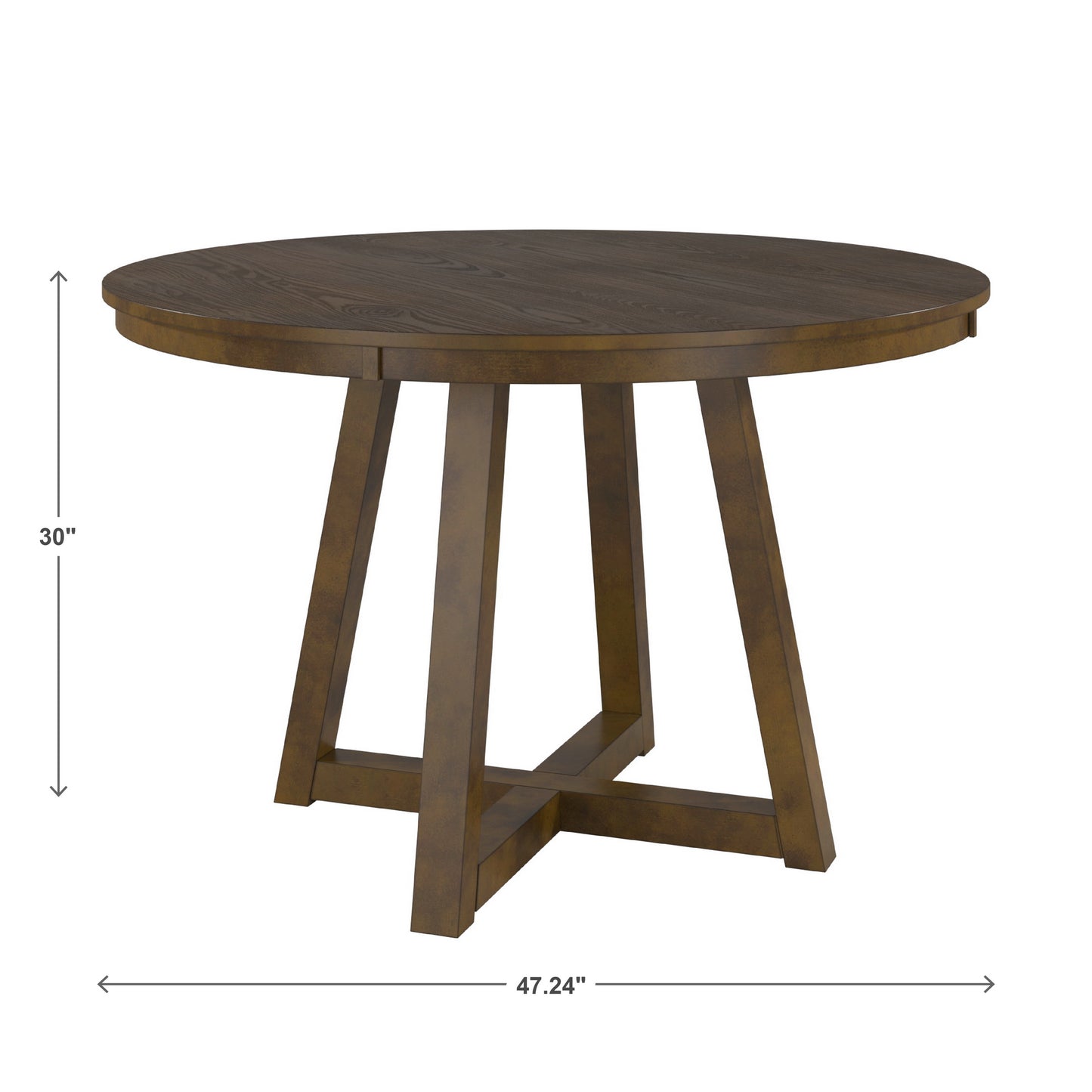 47" Wood Finish Fixed Top Round Dining Table - 47", Walnut