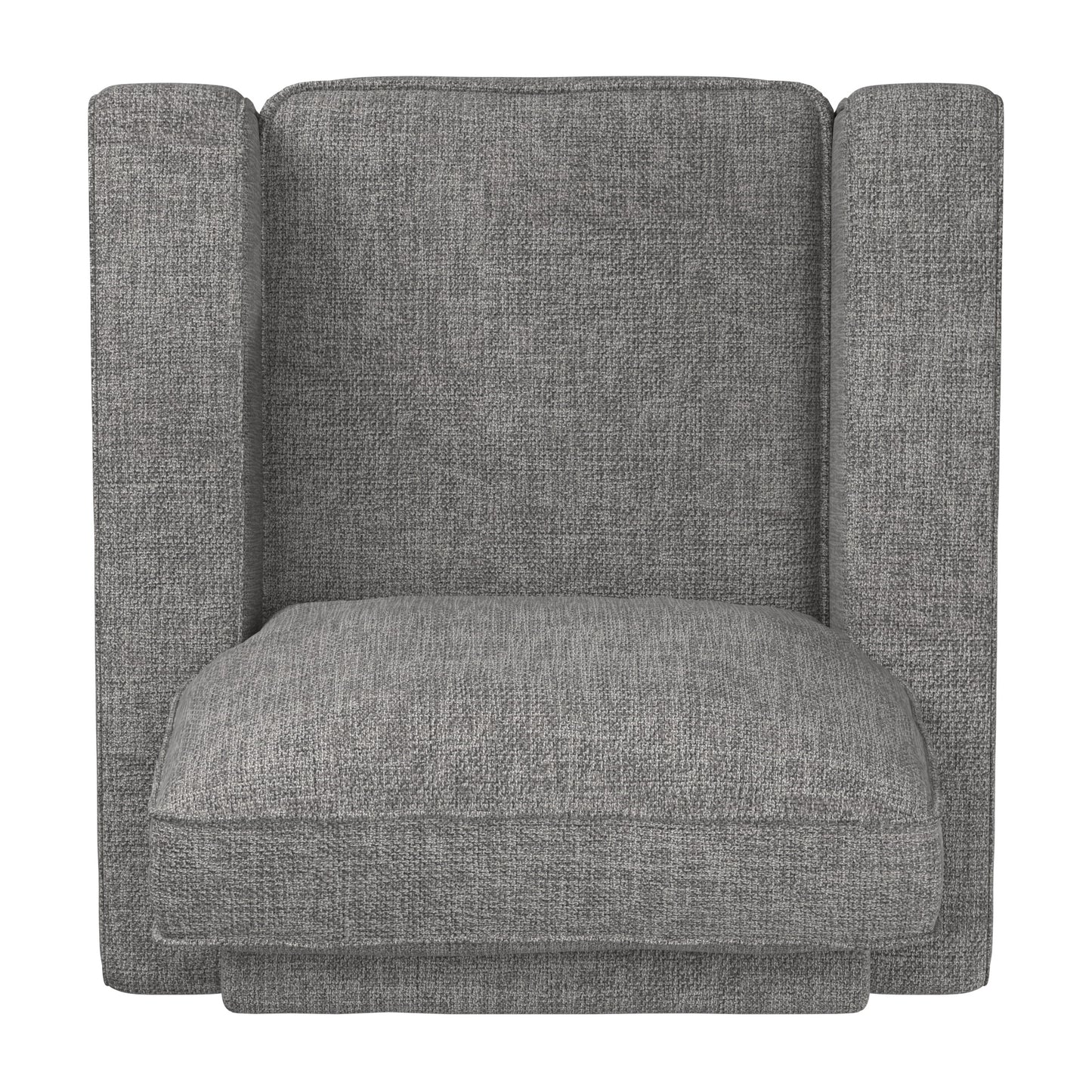 Modern Fabric Upholstered Square Arm Sofa - Living Room Chair, Gray Woven Fabric