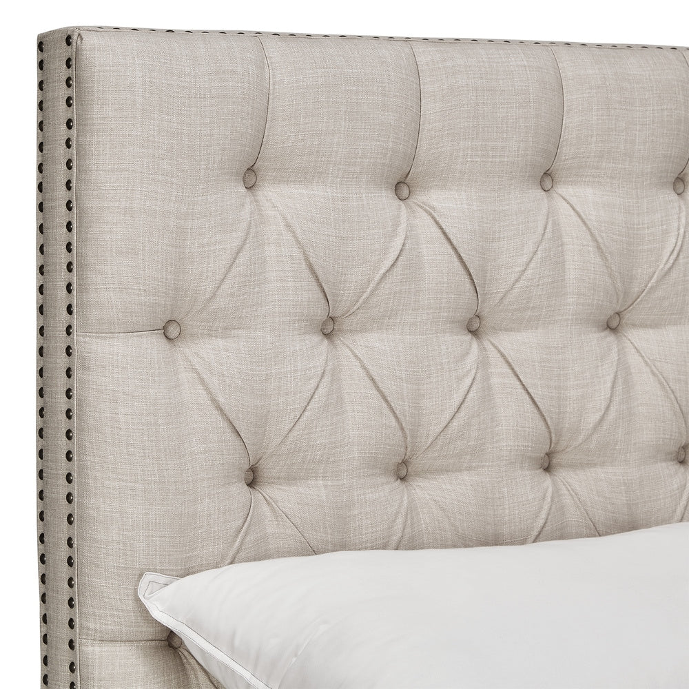 Tufted Nailhead Chesterfield Platform Bed with Footboard - King
