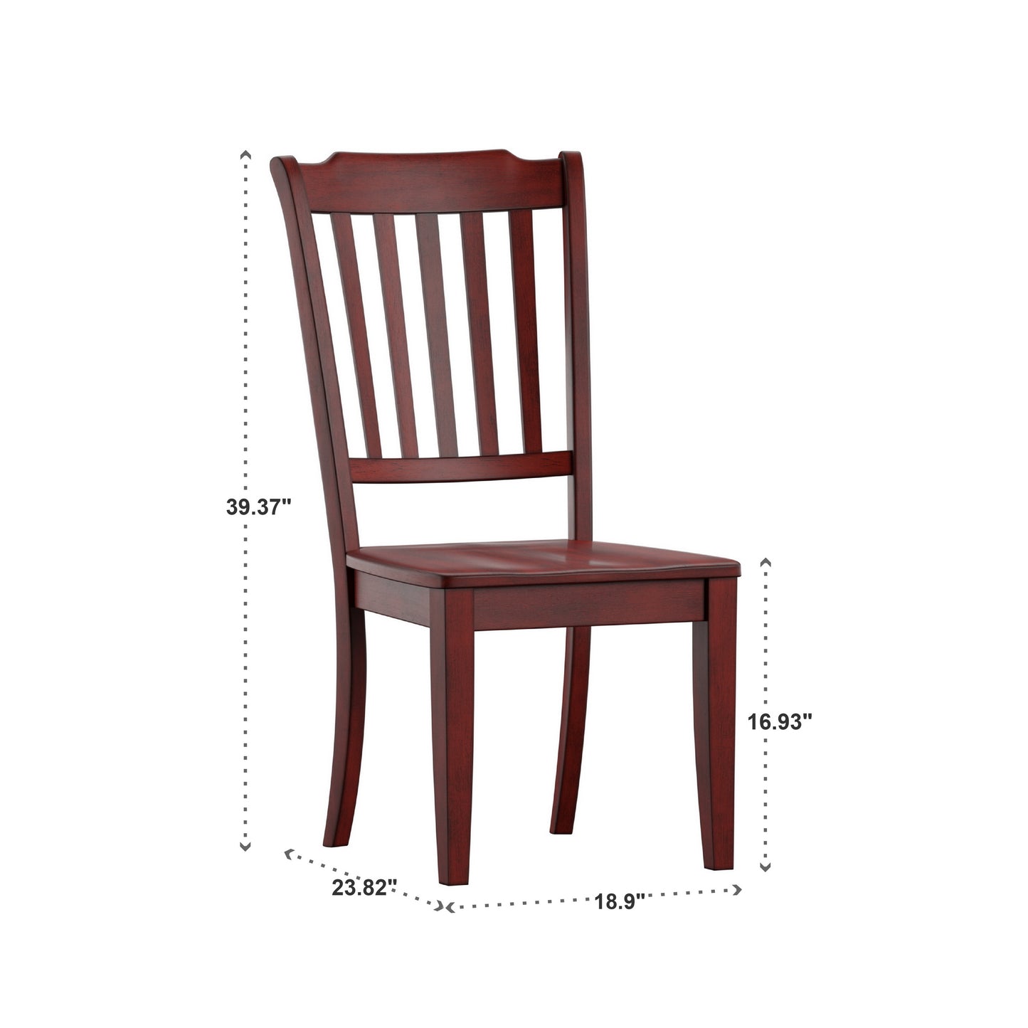 Slat Back Wood Dining Chairs (Set of 2) - Antique Berry Red Finish