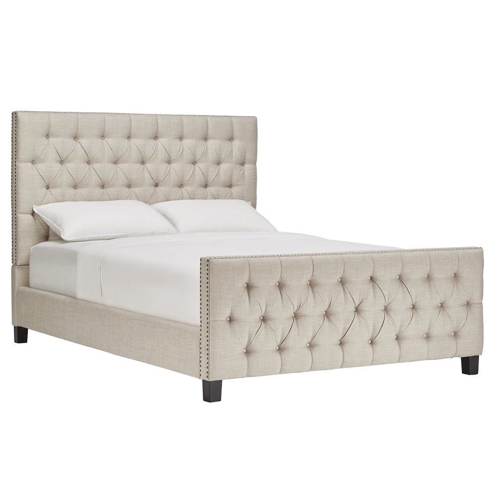 Tufted Nailhead Chesterfield Bed with Footboard - King