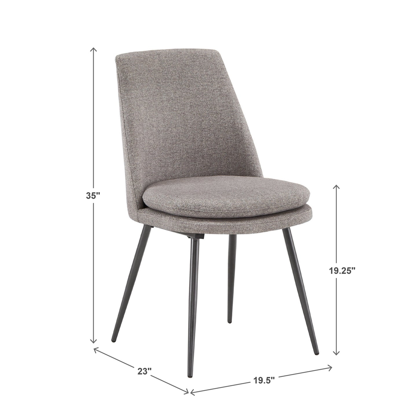 Upholstered Dining Chairs (Set of 2) - Dark Gray Chenille Fabric, Black Legs