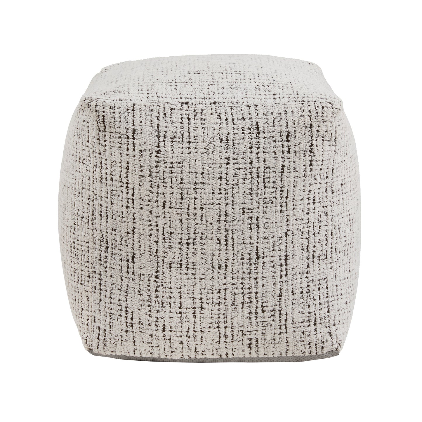 Upholstered Square Pouf Ottoman - Black & White Tweed Chenille