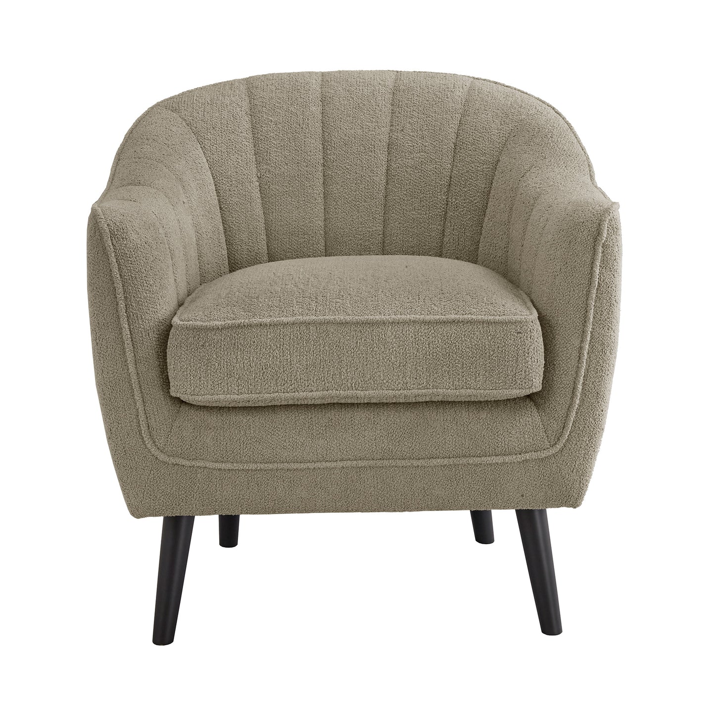 Mid-Century Modern Channel-Tufted Accent Chair with Removable Cushion Cover - Taupe
