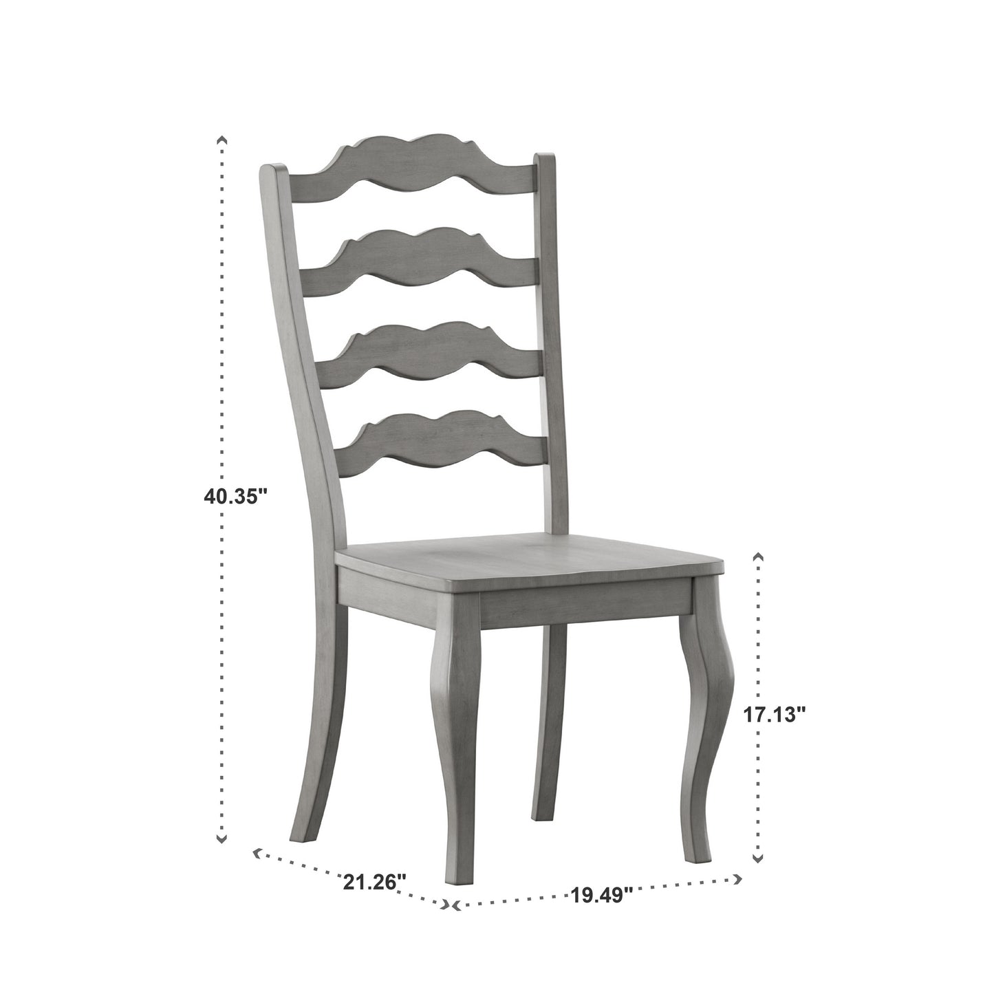 French Ladder Back Wood Dining Chairs (Set of 2) - Antiqua Gray