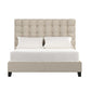 Button Tufted Linen Upholstered Bed - Beige, Queen