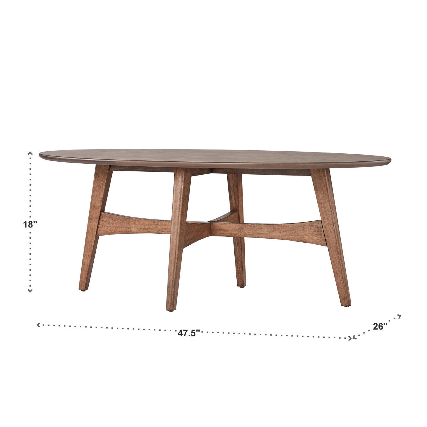 Wood Oval Coffee Table - Dark Walnut Finish