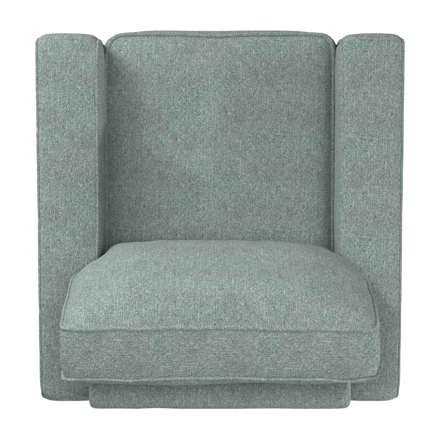 Modern Fabric Upholstered Square Arm Sofa - Living Room Chair, Sea Mist Green Fabric