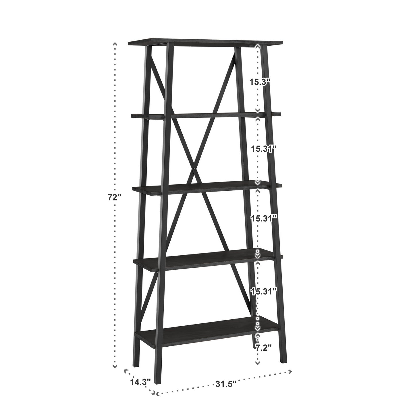 Rustic X-Base 32-inch Bookcase - Black Finish