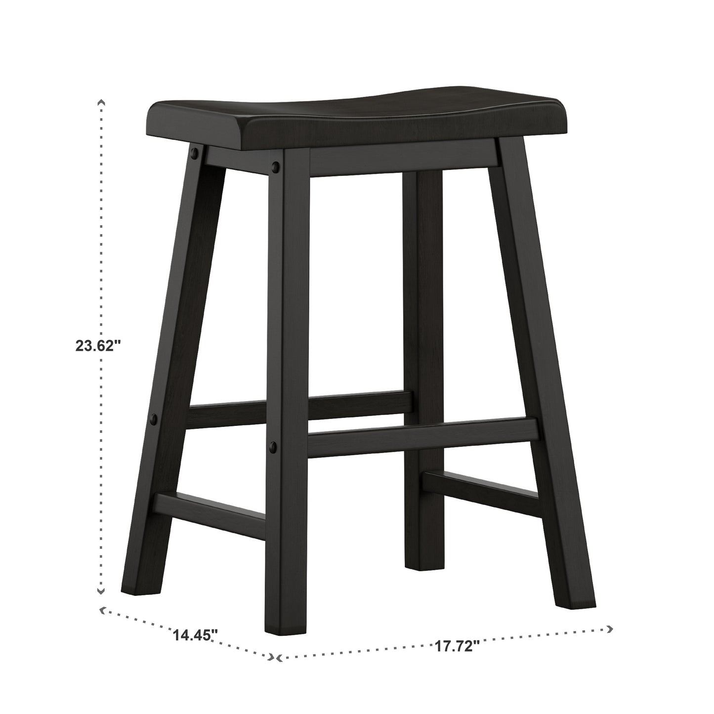 Saddle Seat 24" Counter Height Backless Stools (Set of 2) - Vulcan Black Finish