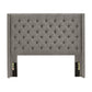 Wingback Button Tufted Linen Fabric Headboard - Grey, 52-inch Height, Full Size