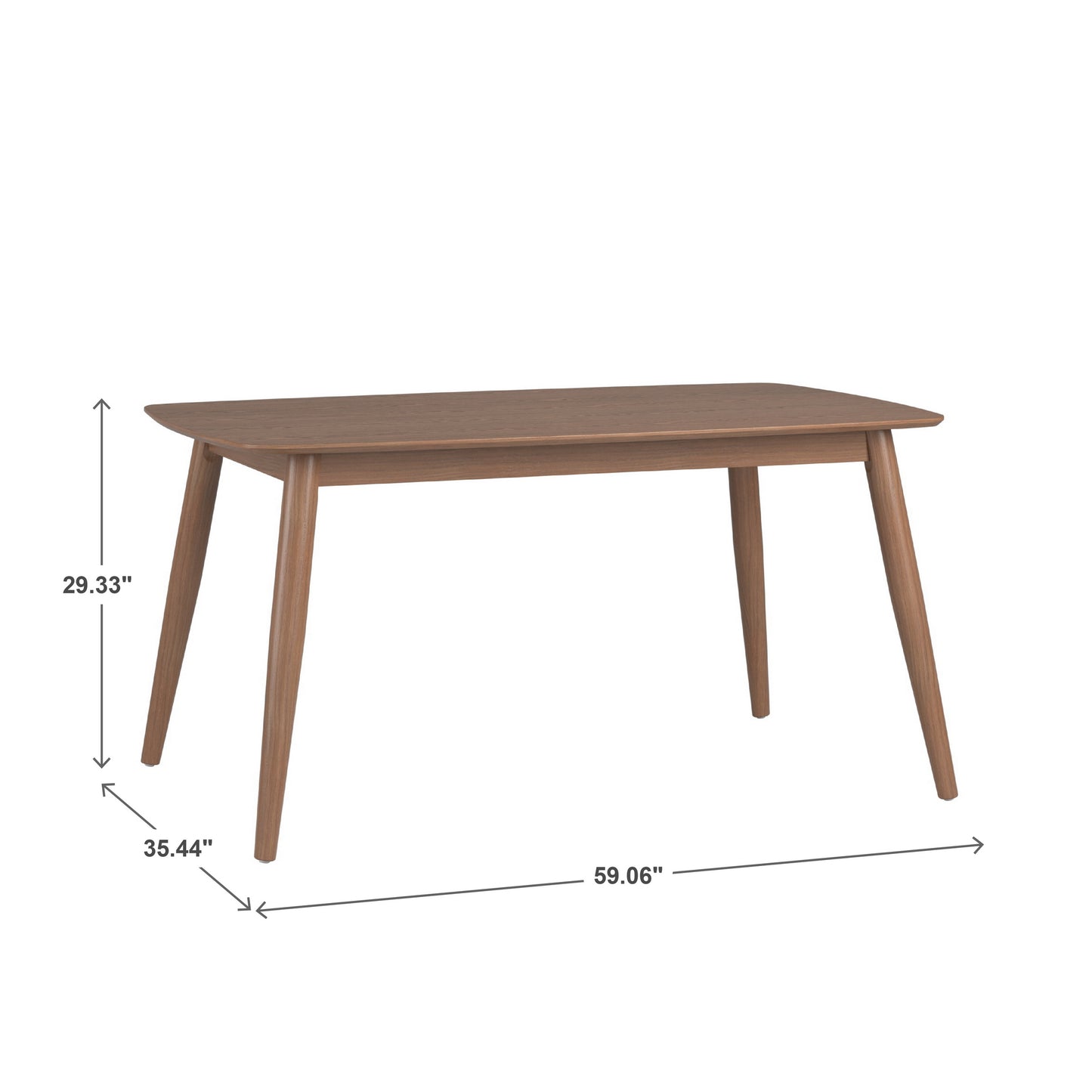 Mid-Century Modern Tapered Table - Dark Walnut Finish, 59" Dining Table