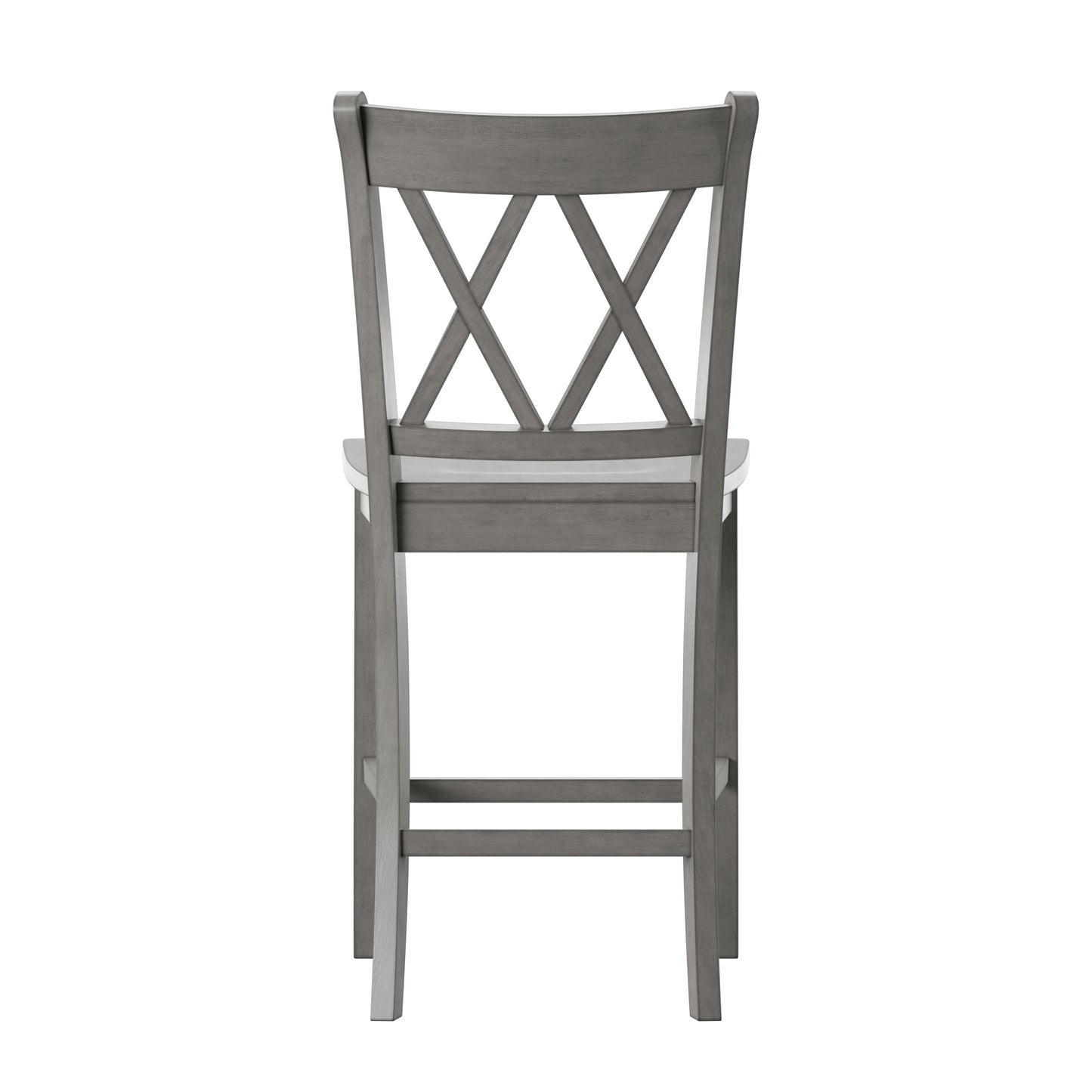 Double X-Back Counter Height Chairs (Set of 2) - Antique Grey Finish